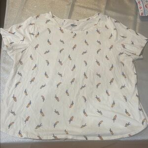 Old Navy White Tee with Colorful Bird Print